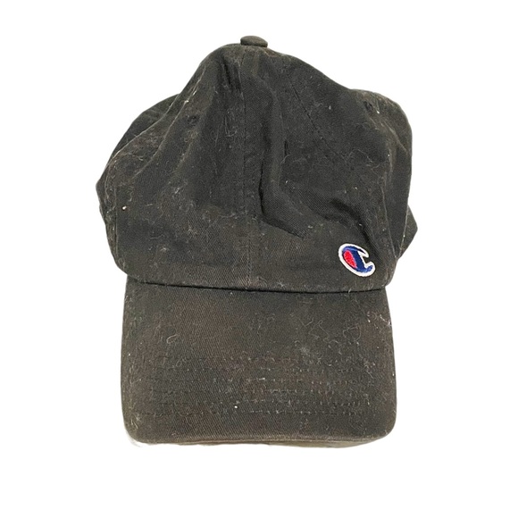 Champion Unisex Black Small C Cotton Back Strap Hat - Picture 1 of 4